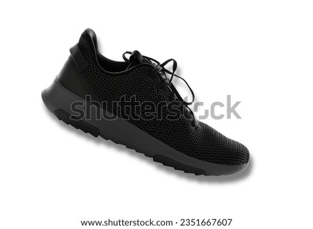 Sport shoes isolated on white background. Black sneakers running shoes. Casual shoes. Youth style. Shoes for fitness, running, yoga