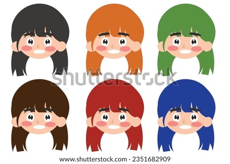 set of happy kids face isolated on white background