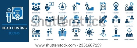 Head Hunting icon set. Included the icons as Job Interview, Career Path, Resume and more Royalty-Free Stock Photo #2351687159