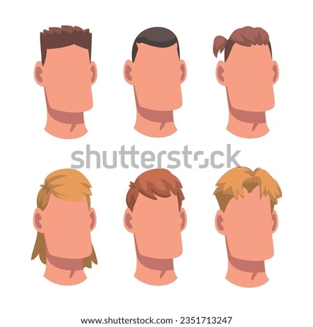 Man Face with Head and Hairstyle Vector Set