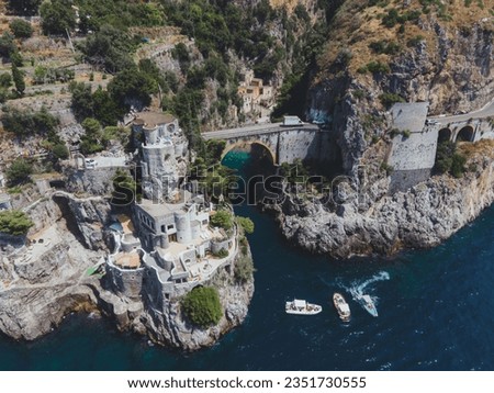 Views of Fiordo di Furore on the Amalfi Coast, Italy by Drone