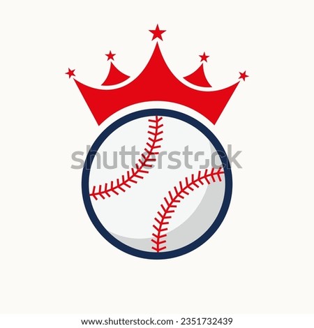 Baseball Logo Design Concept With Crown Icon. Baseball Winner Symbol