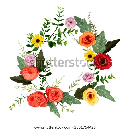round bouquet of roses frame copy space