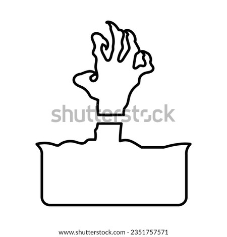 Rising Grave Hand Icon In Outline Style