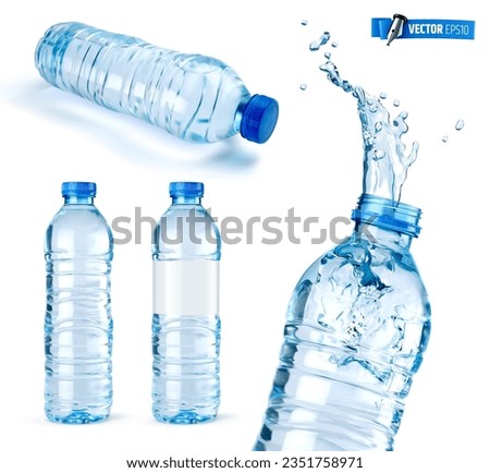 Vector realistic illustration of water bottles on a white background. Royalty-Free Stock Photo #2351758971