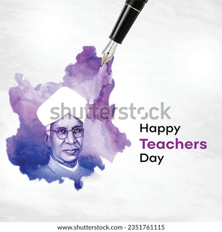 Happy Teachers Day, India. September 5th. Social Media Creative Template Design Vector  Royalty-Free Stock Photo #2351761115