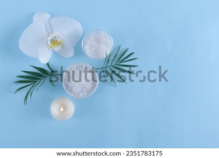 Spa tropical setting or wellness background-blue background 