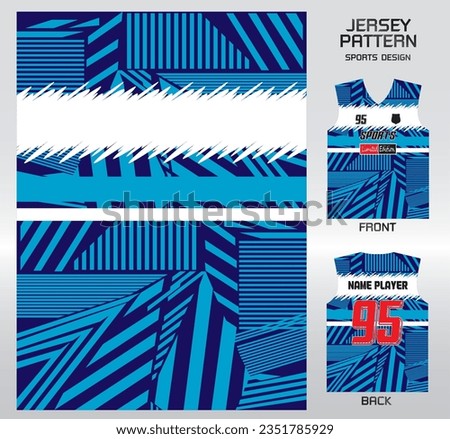 striped clip art blue pattern design, illustration, textile background for sports t-shirt, football jersey shirt mockup for football club. consistent front view