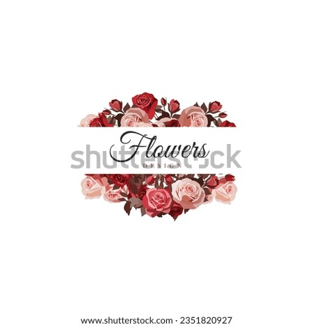 
logotype with watercolor peach and red roses