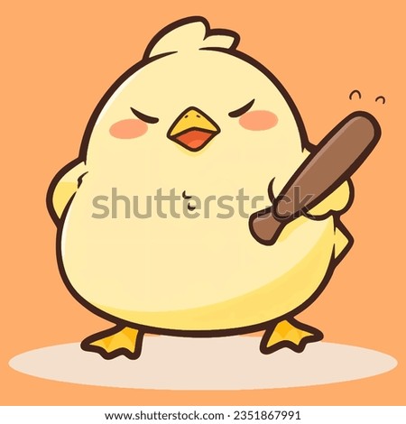 cute chicken holding a baseball bat