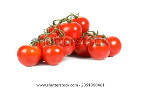 Branches with ripe cherry tomatoes isolated on white Royalty-Free Stock Photo #2351868461