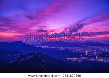 Sunrise and beautiful sky of Bukhansan Mountain in Seoul in Bukhansan National Park. South Korea
 Royalty-Free Stock Photo #2351870355