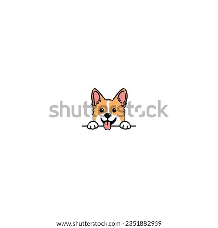 Cute pembroke welsh corgi puppy cartoon, vector illustration	 Royalty-Free Stock Photo #2351882959