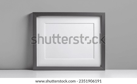 Blank picture wooden frame mock up isolated in white background. Horizontal artwork