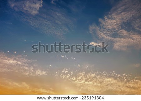 Clouds and sky at sunrise / sunset