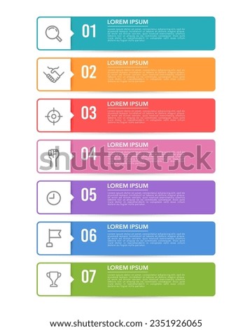Vertical 7 process infographic timeline template. Vector illustration. Royalty-Free Stock Photo #2351926065