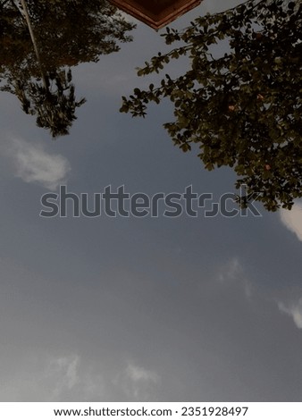 this is an image of a sky in the evening with the photo upside down which gives it an aesthetic impression 