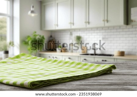 Wood table on kitchen background for products display