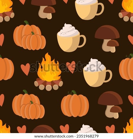 Autumn seamless pattern. Design for holiday greeting card and invitation, flyers, posters, invitation, banner halloween party holiday.