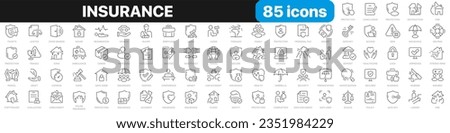Insurance line icons collection. Judgment, secure, protection, evaluation icons. UI icon set. Thin outline icons pack. Vector illustration EPS10 Royalty-Free Stock Photo #2351984229
