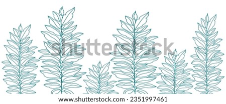 Branch of leaf line art vector illustration
