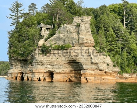 Miners castle rock formation scenic park with views in Michigan along Pictured Rocks National Lakeshore