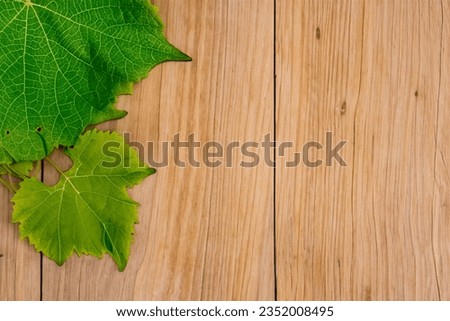 vine leaves on a board combines a natural beauty for the background