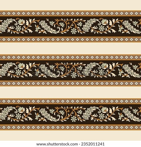 A seamless repeated border pattern with a floral design