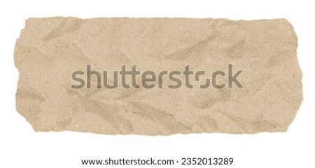 Torn recycled paper piece isolated on white background