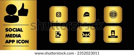 Social media App Icon Set with Golden Gradient and Black Background Color