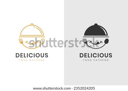 Delicious food logo icon with yummy face and smile vector element design for catering, restaurant, kitchen food logo template Royalty-Free Stock Photo #2352024205