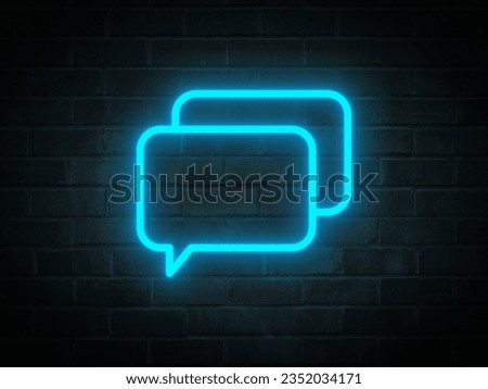 Neon blue text box, neon bubble, comment box, chat icon, dialogue box