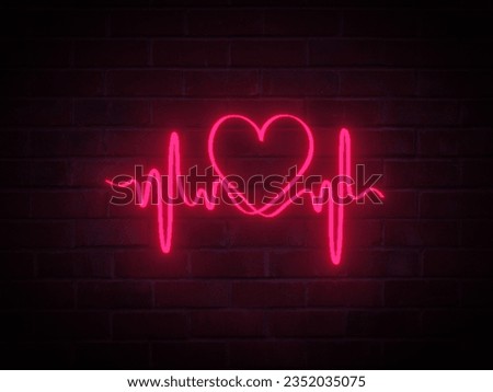 Neon heart, heart beat, love sign, care, HD image