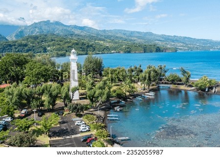 Venus Point beach and lighthouse, in Mahina, Tahiti.
