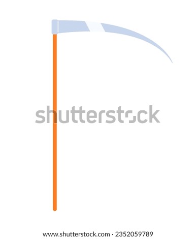 Grim Reaper scythe semi flat colour vector object. Grass mowing. Nightmare scythe. Gardening tool. Editable cartoon clip art icon on white background. Simple spot illustration for web graphic design