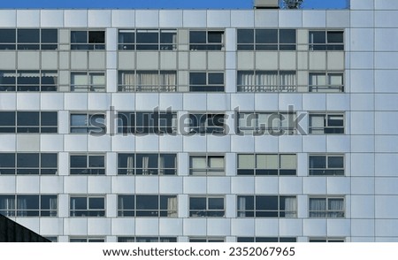 High rise building exterior facade front side