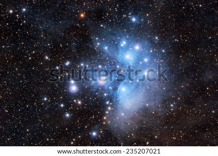 Pleiades in a dark night sky