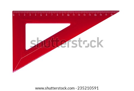 Metric red plastic triangle isolated with clipping path (w/o shadow). Very high resolution and lot of details.