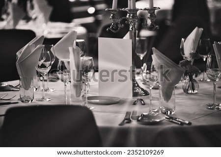 prepared luxurious table at expensive restaurant Royalty-Free Stock Photo #2352109269