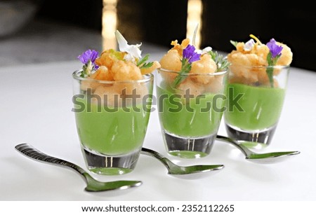 Fried Shrimp and avocado gel in the small glass perfect for your ultimate party