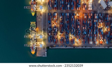 Shipyard Cargo Container Sea Port Freight forwarding service logistics and transportation. International Shipping Depot Custom Port for import export trade Transport Business manufacturing shipping 