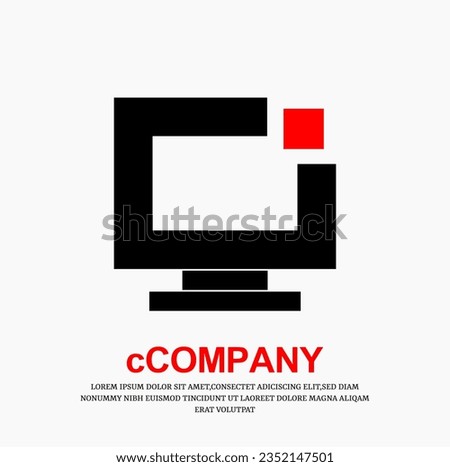 letter c combination with television icon vector design template. simple flat design style logo