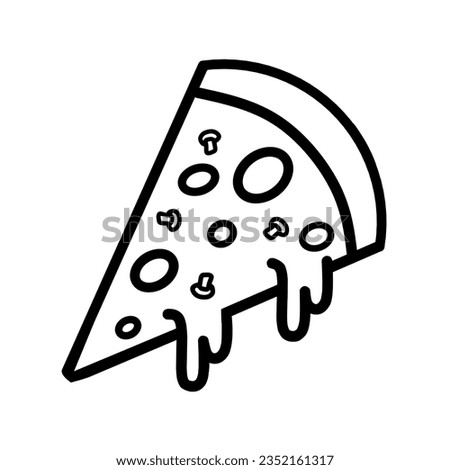 Slice pizza flat line icon. Outline pizza isolated in white background.
