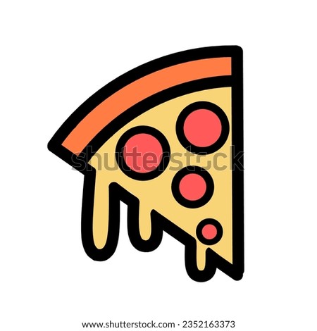 pizza slices with melted cheese. On a white background. Pizza flat line icon.