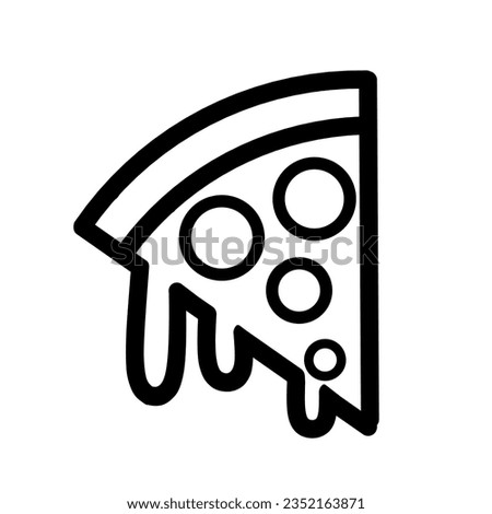 Outline pizza slice icon. Pizza slice with melted cheese.