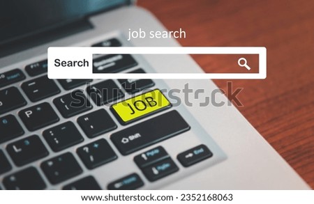 job search concept, man browsing work opportunities online using job search computer app. find your career.