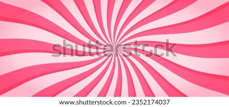 Candy color sunburst background. Pink rotating sunbeams design wallpaper. Colorful spinning lines for template, banner, poster, flyer. Sweet cartoon swirl or whirlpool. Vector backdrop