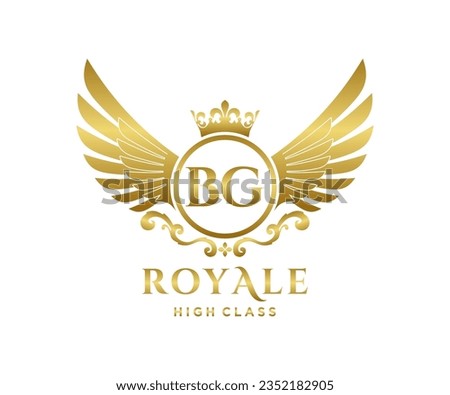 Golden Letter BG template logo Luxury gold letter with crown. Monogram alphabet . Beautiful royal initials