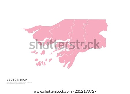 Guinea Bissau Map - Pink abstract style isolated on white background for infographic, design vector.
