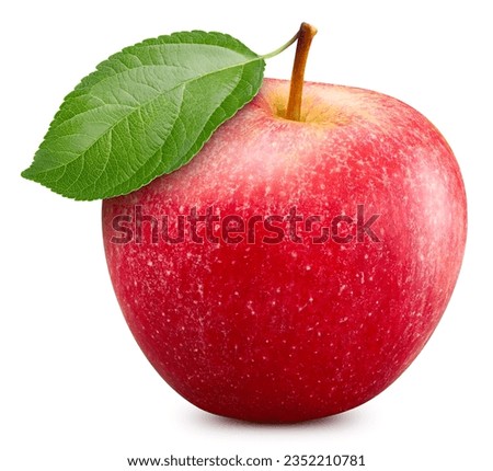 Apple fruit with leaf isolate. Red apple white. Apple clipping path. High End Retouching